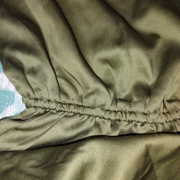 POOF COUTURE OLIVE GREEN SLEEVELESS DOUBLE STRAP OFF THE SHOULDER ELASTIC SIZE S - Picture 4 of 12